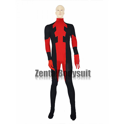 Custom Red And Black Mens Deadpool Superhero Costume
