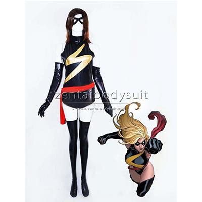 Marvel Comics Ms. Marvel Costume Shiny Metallic Superhero Zentai Suit
