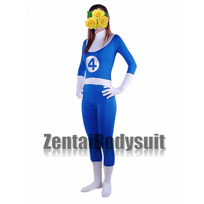 Blue And White Fantastic Four Spandex Superhero Costume