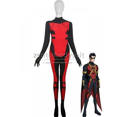 Red Robin Tim Drake Costume Spandex Superhero Zentai Suit