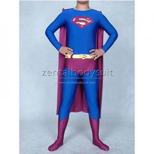 Superman Blue And Purple Spandex Lycra Superhero Costume